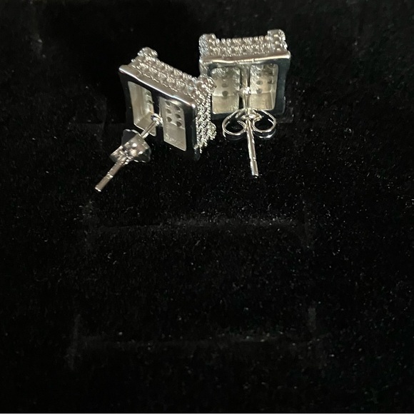 Men’s Earrings 925 Sterling Silver CZ - Picture 10 of 10